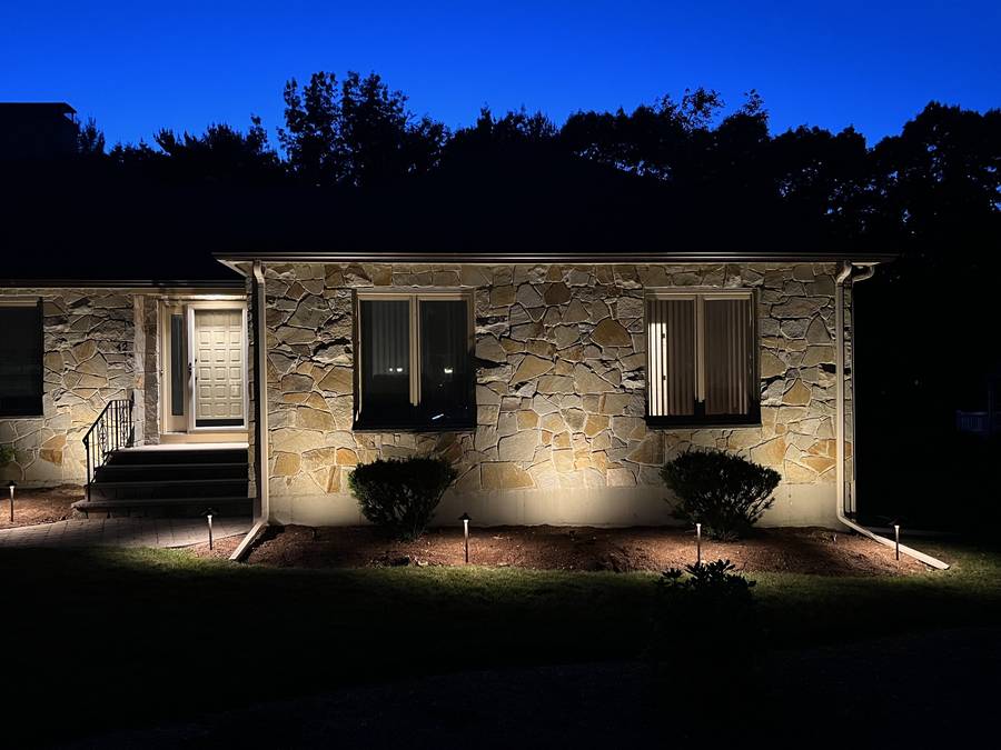 Canton front entry with warm accent lighting