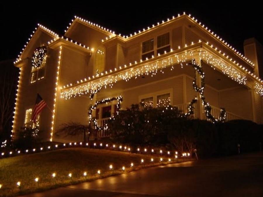 Custom holiday light display on a local home