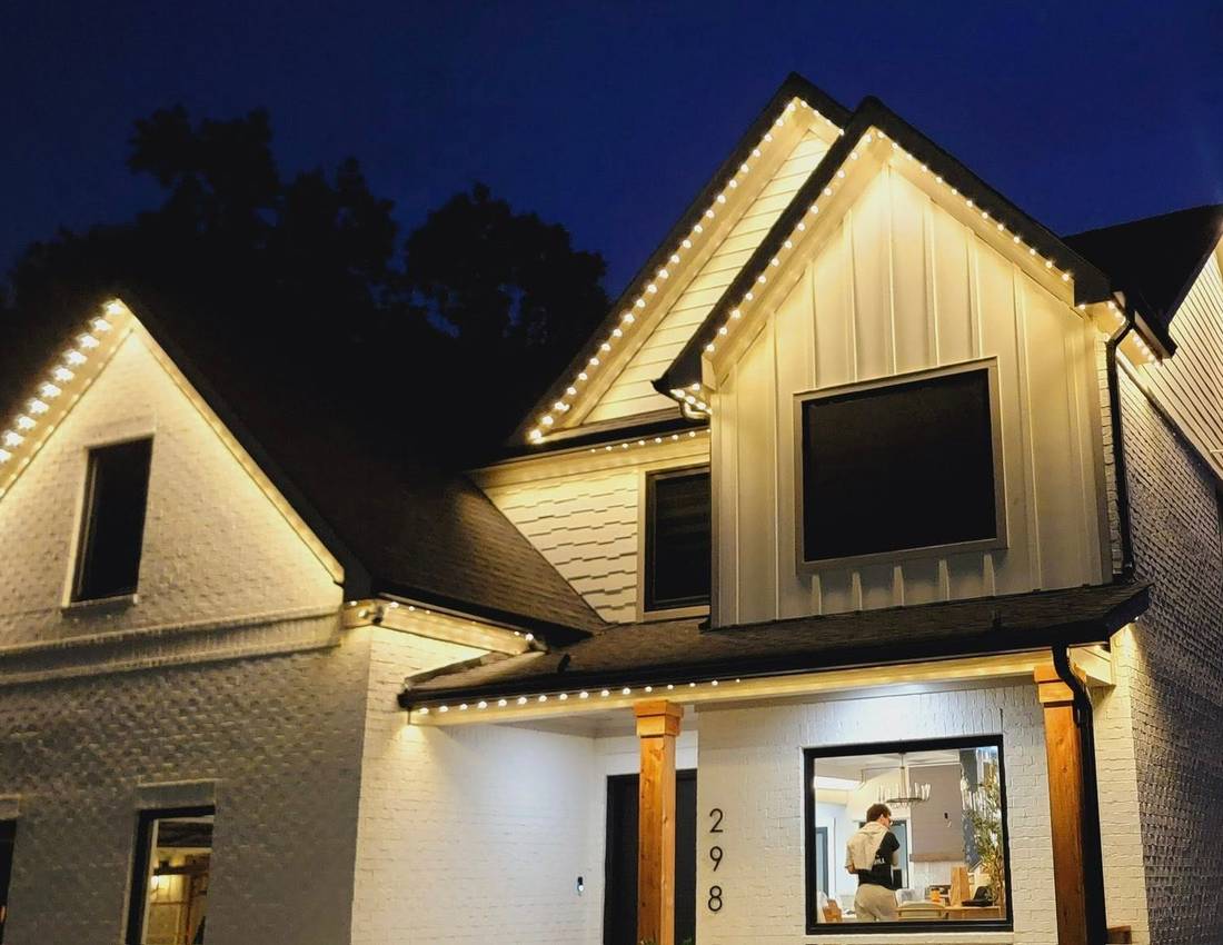 Permanent outdoor lighting on a Stoughton area home
